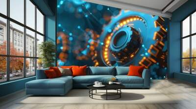 cyber network gears connection, for banner business background Wall mural