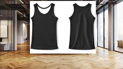 front and back black tank top design mockup isolated on white background Wall mural