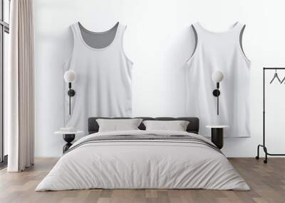 front and back white tank top design mockup isolated on white background Wall mural