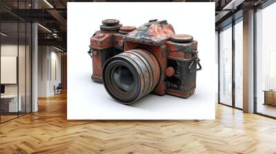 old rusty camera isolated on white background Wall mural