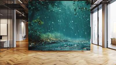 panorama of rain in the forest Wall mural