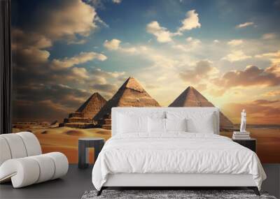 pyramid landscape illustration Wall mural