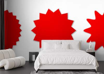 A set of red stickers with a price, sale on a white background. Discount stickers, advertising badge, trade label. Vector illustration. Wall mural