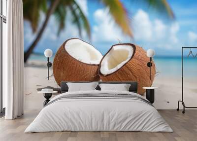 coconut on the beach Wall mural