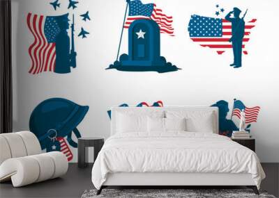 United States Memorial Day Symbolic Elements Collection Wall mural