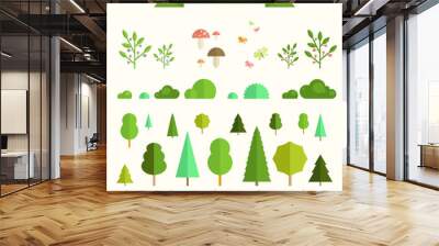 Set of flat forest elements Wall mural