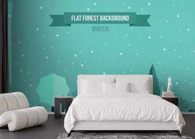 Winter forest flat background Wall mural