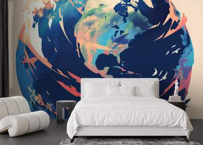 a world globe logo, colors spain, france, italy, svg, png, clean   Wall mural