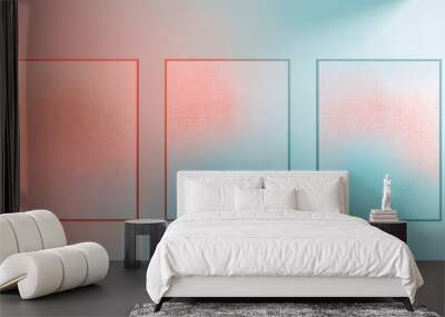 Empty blank three frames for wall art on smooth gradient background Wall mural