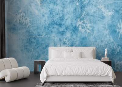 Ice backdrop frozen surface, blue textured frost backdrop wallpaper Wall mural