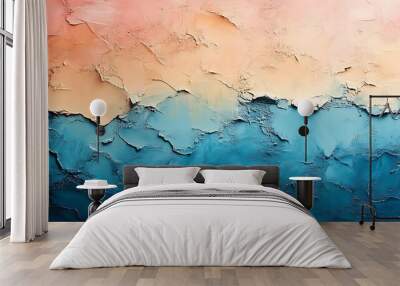 Abstract textured background with pink, orange, and blue colors. Wall mural