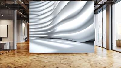 Abstract white curved wall interior design. Wall mural