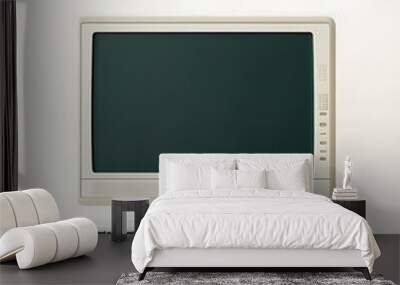 Beige vintage computer with a black screen isolated on a white background. Wall mural