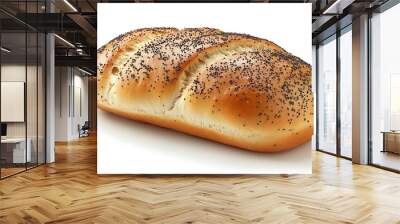 Freshly baked poppy seed bread isolated on white background. Wall mural