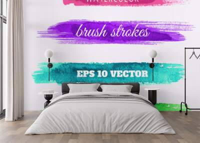 Set of vector watercolor paint texture banners Wall mural