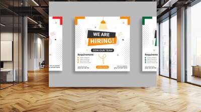 We are hiring job vacancy social media post or square web banner template vector design	 Wall mural