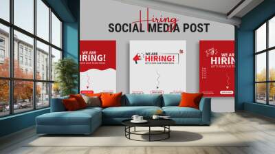 We are hiring job vacancy social media post or square web banner template vector design	 Wall mural