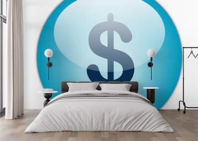 Glassy Blue Dollar Button Wall mural