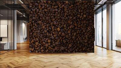 Background from brown coffee beans. Wall mural