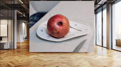 Pomegranate fruit on a plate on the table Wall mural