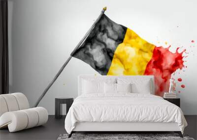 belgium flag watercolor isolated on white Wall mural