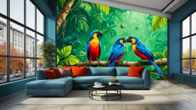 bird in the forest background wallpaper  Wall mural