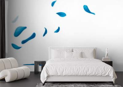 blue petals flying floating isolated on white or transparent background  Wall mural