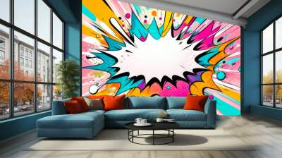 Comic art style exploding pop speech bubble background  colourful  Wall mural