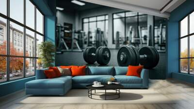 dumbbell on floor gym design background Wall mural