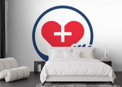 Heart Hand Medical Logo Design Healthcare Medicine Icon Illustration. Wall mural