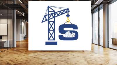 Initial S Crane Building Real Estate Construction Logo Design. Wall mural