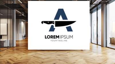 Letter A Knife Logo Design Vector Graphic Wall mural