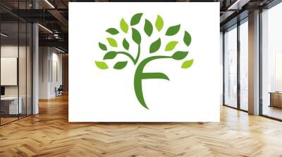 letter f tree leaf nature logo design vector Wall mural