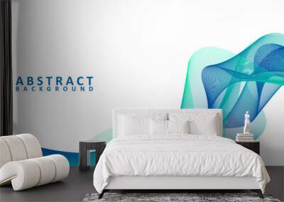 abstract blue and green wavy background vector Wall mural