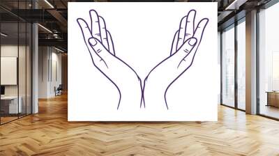 Line art drawing of praying hand. Praying hands Wall mural