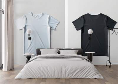 front and back white t-shirt mockup with white background Wall mural