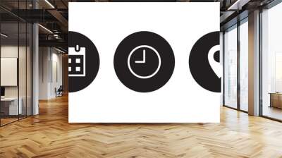 location, time and date icons Wall mural