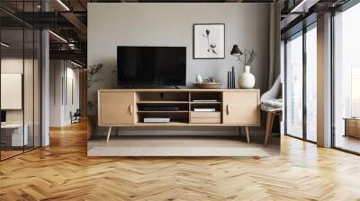 TV cabinet in a scandinavian decor living room Wall mural