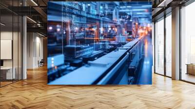 Automated Electronics Factory Assembly Line with Digital Workflow Optimization Wall mural