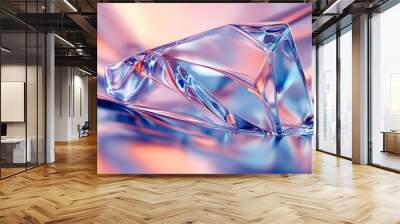 Captivating macro photography showcasing the smooth reflective surfaces of a sliced silicon crystal highlighting its intricate geometric patterns and futuristic minimalist aesthetics Wall mural