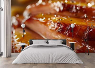 Closeup of Mouthwatering Honey-Glazed Pork Ham with Caramelized Finish Wall mural