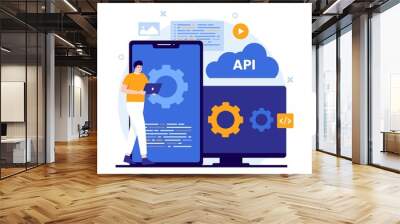 Flat design of application programming interface concept. Illustration for websites, landing pages, mobile applications, posters and banners. Trendy flat vector illustration Wall mural