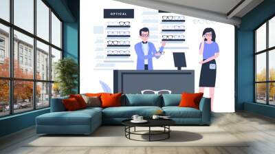 Optical shop illustration design concept Wall mural