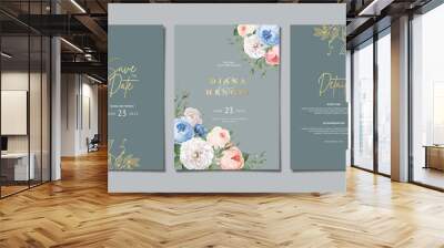 elegant wedding invitation card with gold floral Wall mural