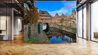 The famous water gate, the Koppelpoort, in the centre of Amersfoort. Wall mural