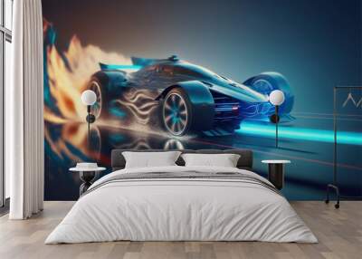 Futuristic car model concept in motion  Wall mural