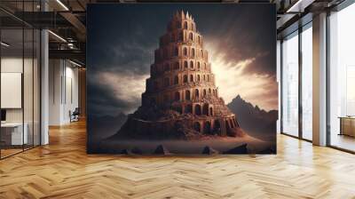 Tower of Babel model. Origin of language bible concept. Wall mural