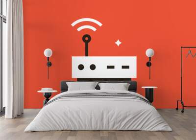 Geometric wifi router technology illustration in flat style design. Vector illustration.  Wall mural