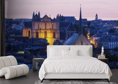 Panorama of Poitiers with Cathedral of Saint Peter Wall mural