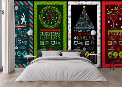 christmas party invitation card sets Wall mural